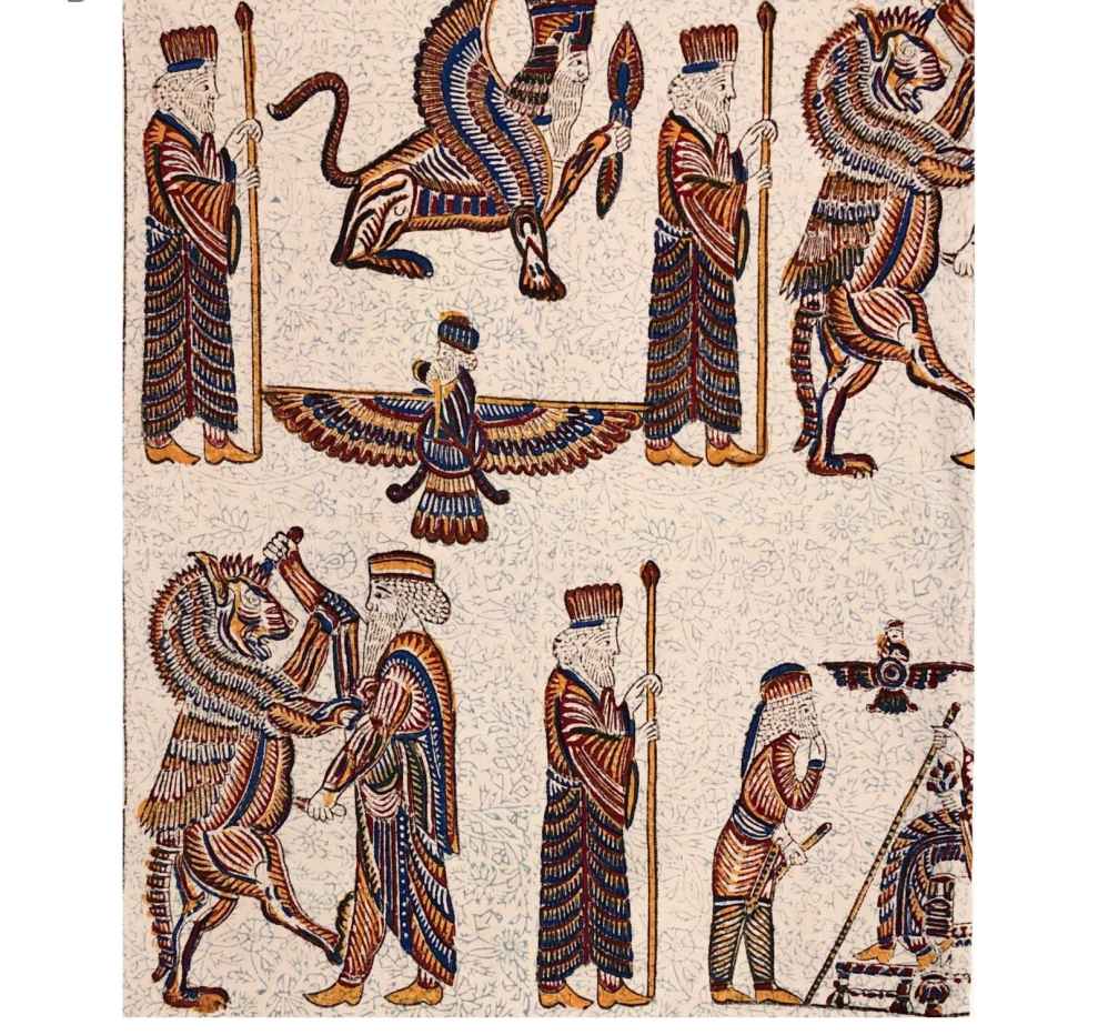 Nappe Persane : Impressions Traditionnelles Kalamkari d’Isfahan Takht-e Jamshid