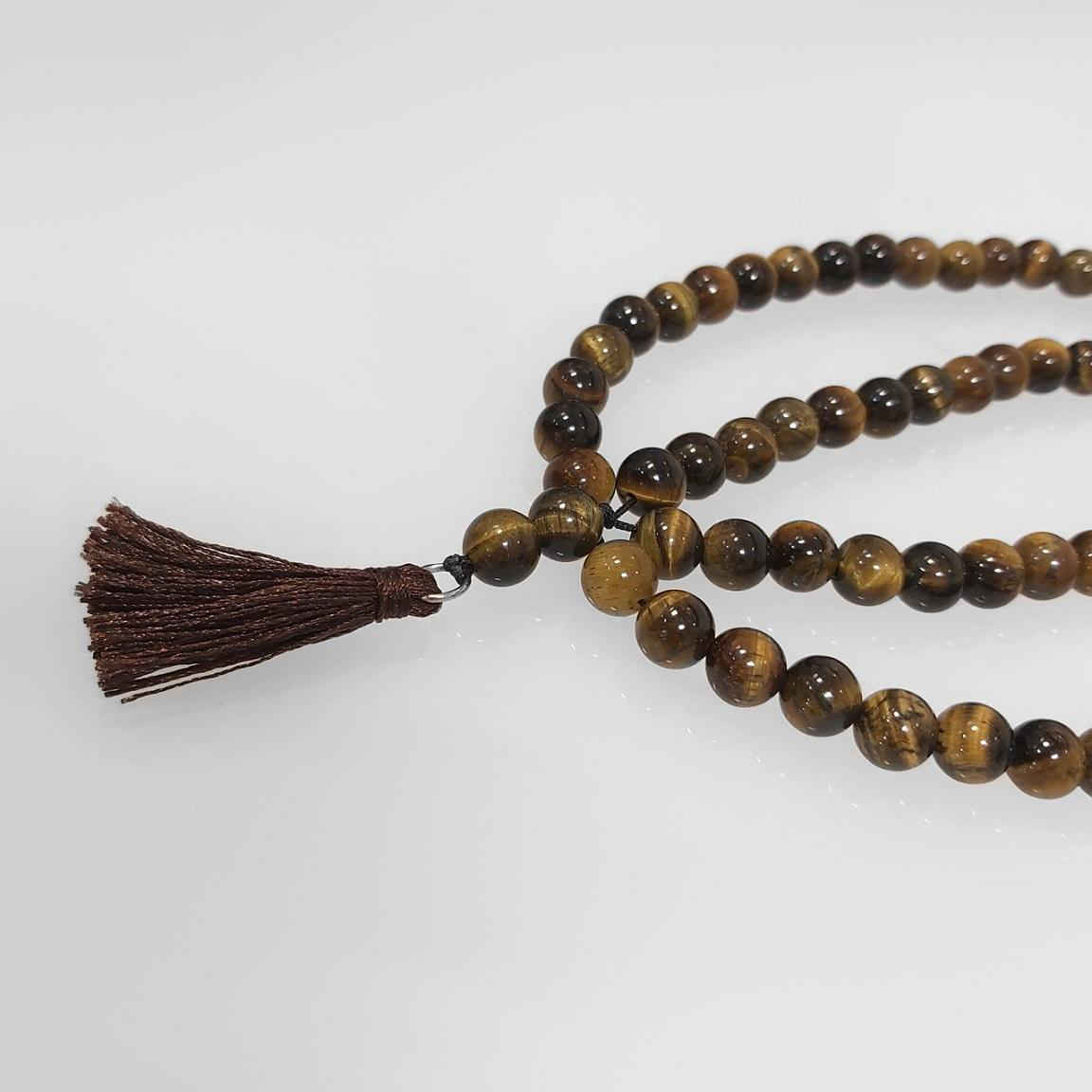 Chapelet spirituel en œil-de-tigre – 101 perles de prière façonnées à la main (modèle II)