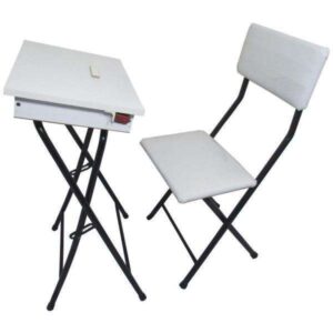 Ensemble de Chaise Empilable et Table de Prière pour Salah et Musulmans – Blanc