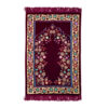 Tapis de Prière Islamique Rembourré en Velours Rouge avec Motif Floral pour Musulmans