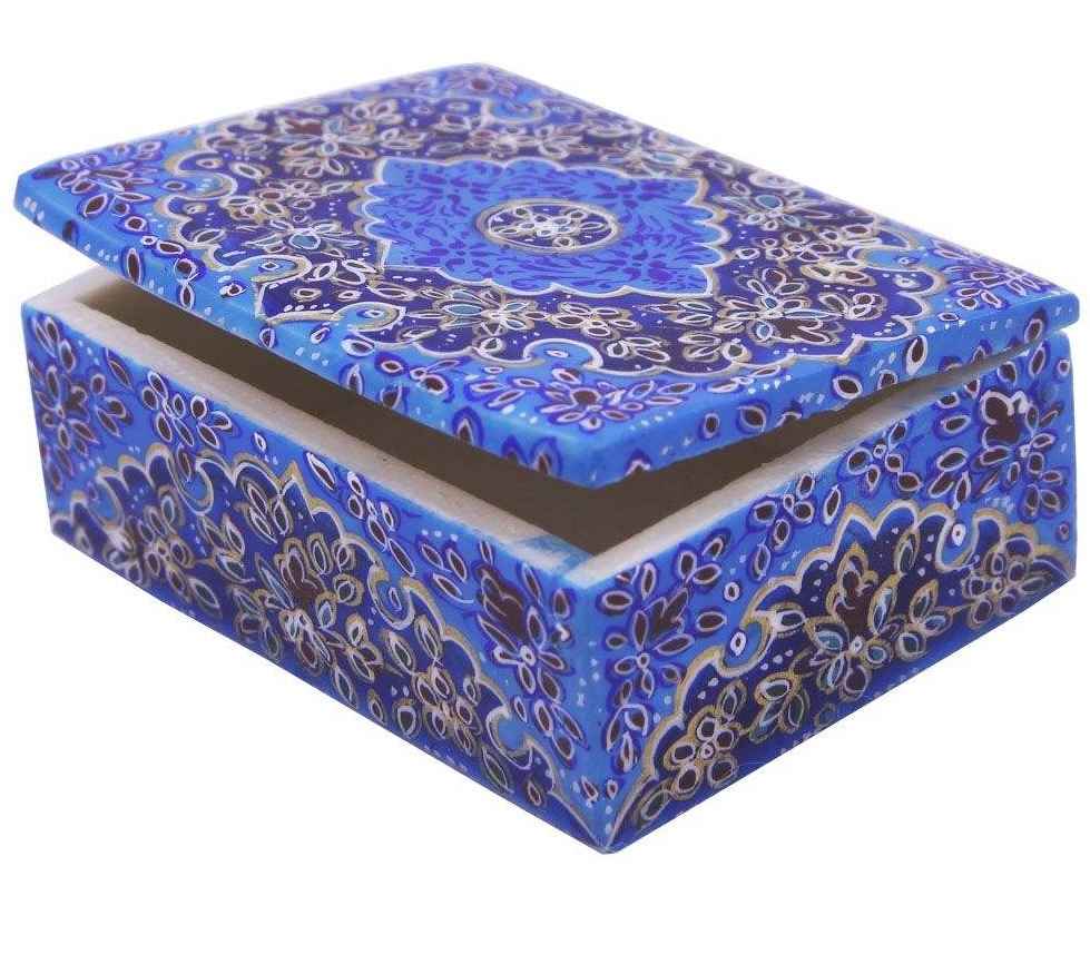 Boîte à bijoux en os fabriquée à la main avec motif Tazhib d’inspiration persane