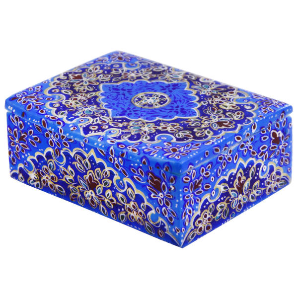Boîte à bijoux en os fabriquée à la main avec motif Tazhib d'inspiration persane
