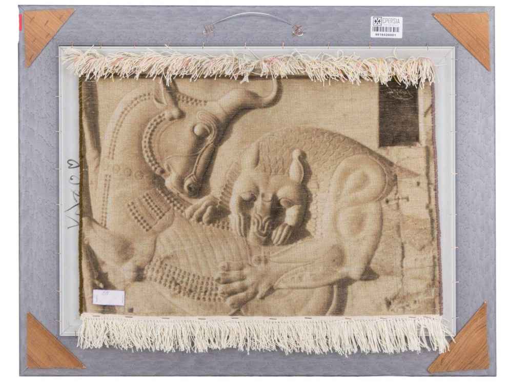 Tapis persan figuratif noué à la main de Tabriz représentant Persépolis