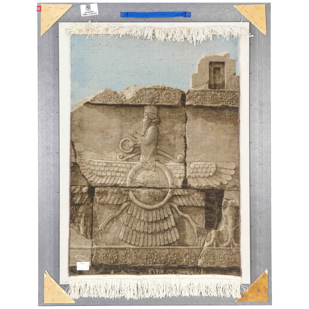 Tapis persan figuratif noué à la main de Tabriz représentant Persépolis