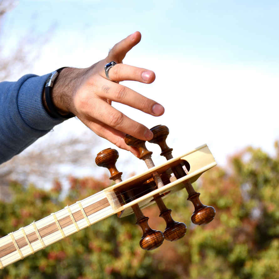 Instrument à cordes Tar persan – Fabriqué à la main par Iran-Saz, Modèle 1 Tampon
