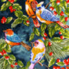 Tapis persan figuratif noué à la main de Tabriz représentant des oiseaux et des fleurs