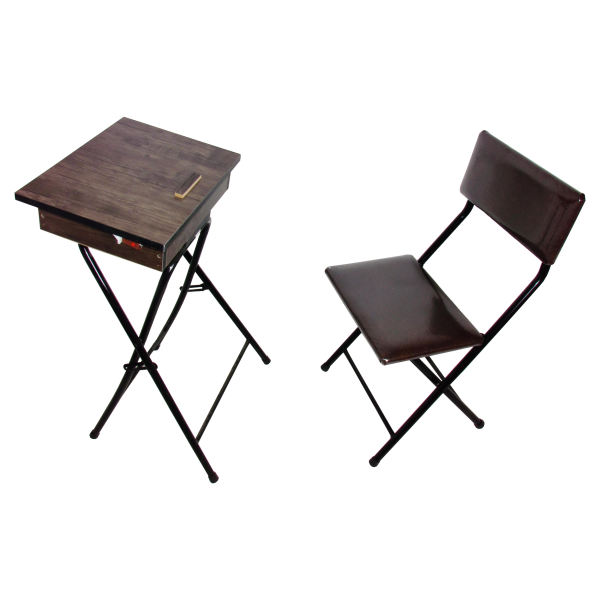 Ensemble de Chaise Empilable et Table de Prière pour Salah et Musulmans - Marron
