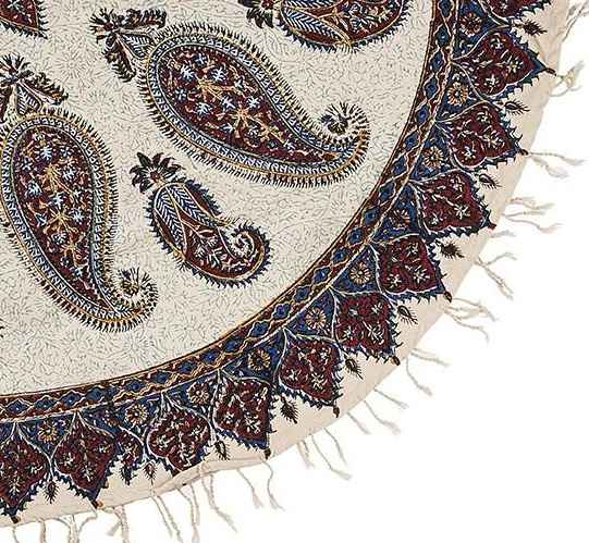 Nappe Persane : Impressions Traditionnelles Kalamkari d'Isfahan Boteh Jegheh