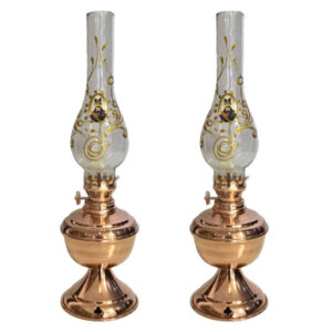 Lampe persane en cuivre à huile kerosène – modèle Shah Abbas (2x)