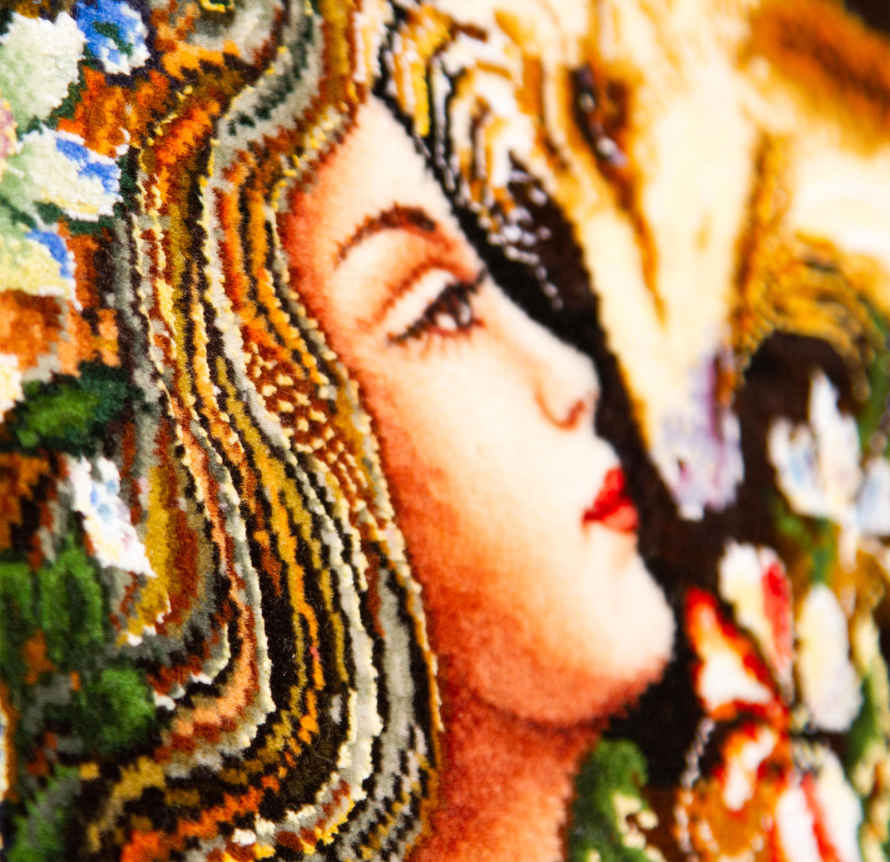 Tapis mural persan fait main de Tabriz représentant la miniature Kindness