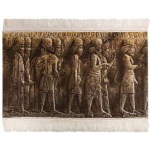 Tapis persan figuratif noué à la main de Tabriz représentant Takht-e Jamshid