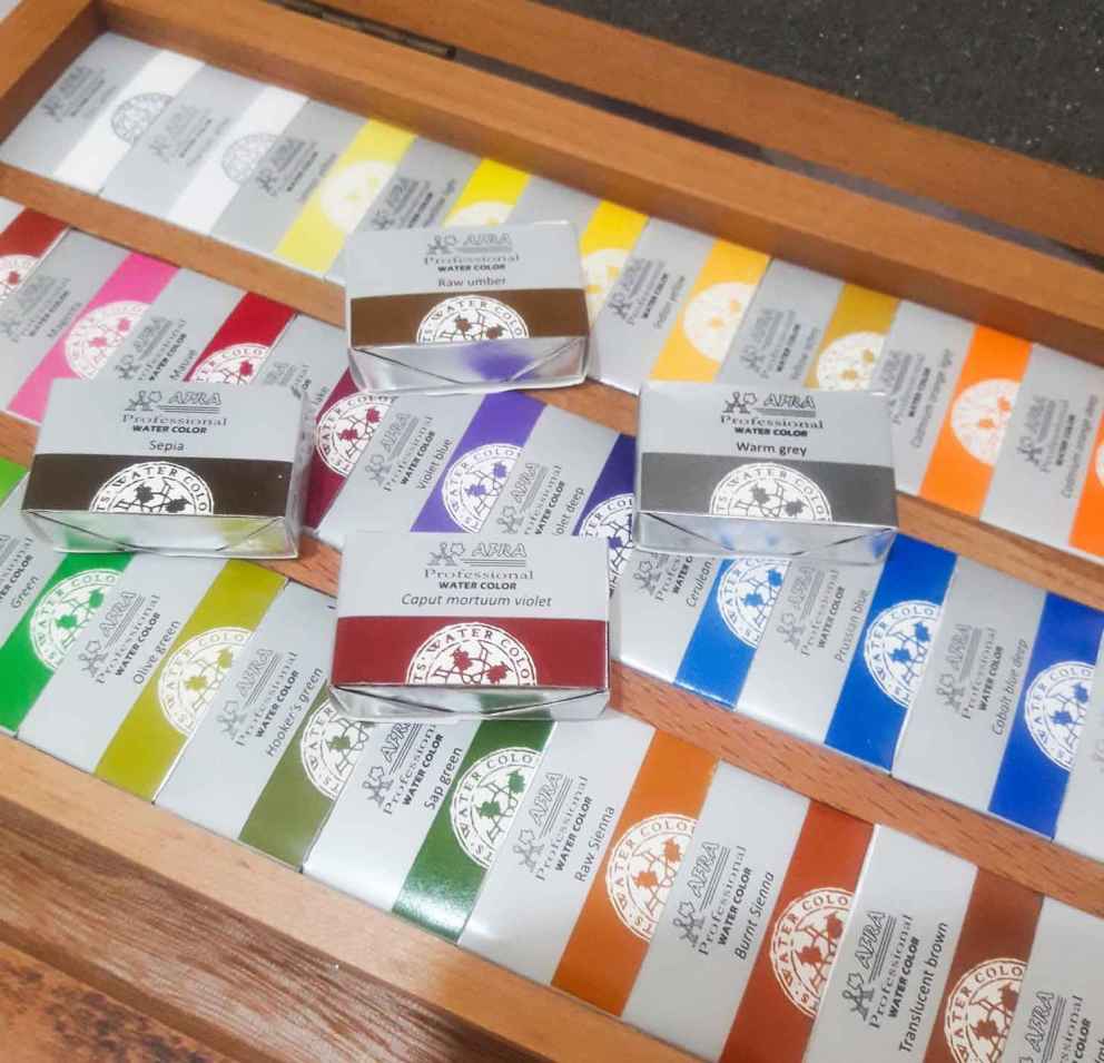 Coffret en bois de 48 aquarelles Afra