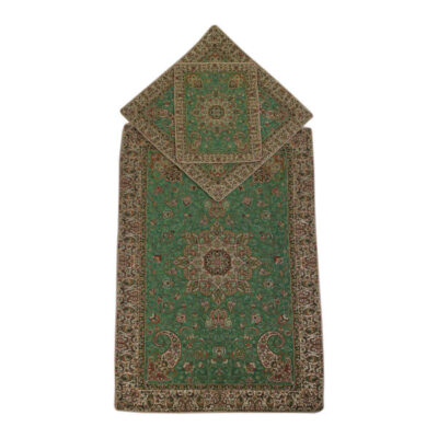 Tapis de prière en Termeh persan de luxe, Sajada Paisley vert islamique