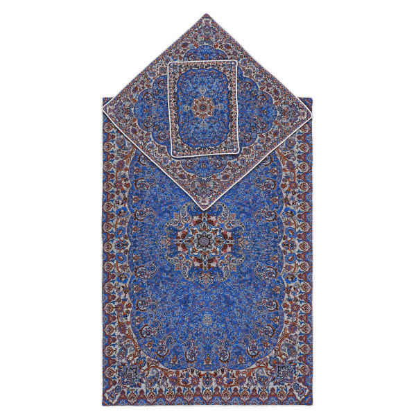 Tapis de prière en Termeh persan de luxe, Sajada bleu islamique