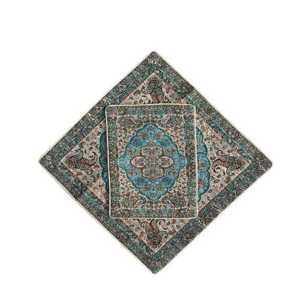 Tapis de prière en Termeh persan de luxe, Sajada Paisley vert islamique