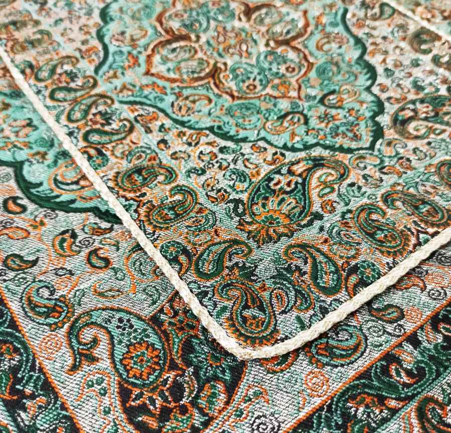 Tapis de prière de voyage pour musulman taille poche et portable Vert Paisley