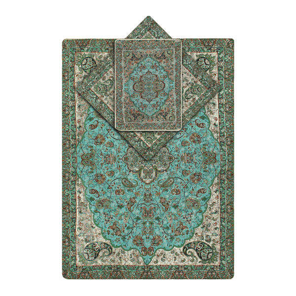 Tapis de prière en Termeh persan de luxe, Sajada Paisley vert islamique