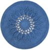 Tapis de sol macramé bohème tissé à la main – Design Soleil bleu