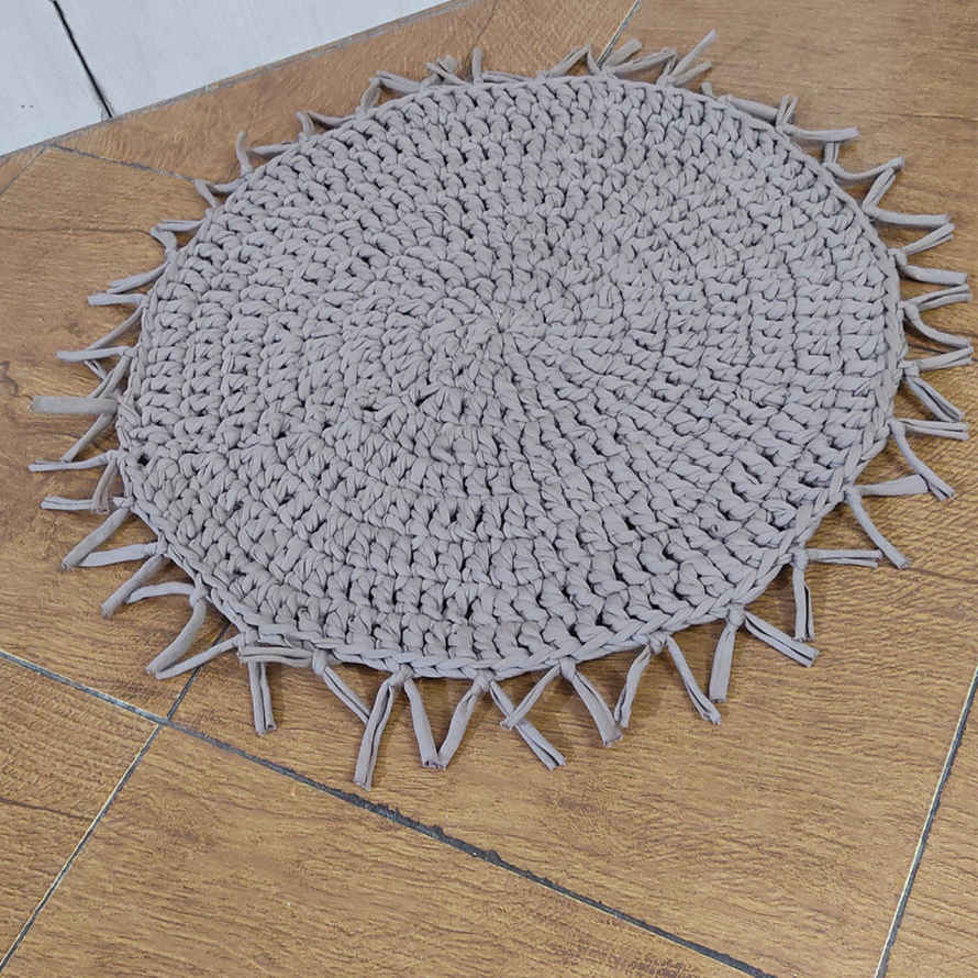 Tapis de sol macramé bohème tissé à la main – Forme ronde