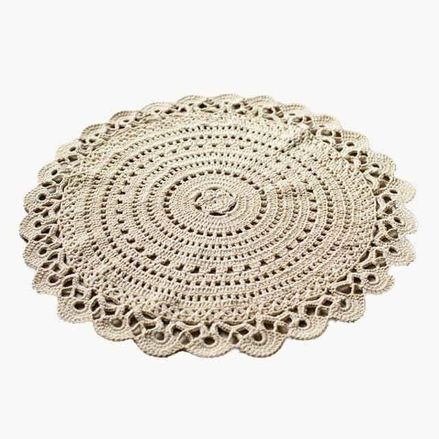 Tapis de sol macramé bohème tissé à la main – Motif Soleil Brillant