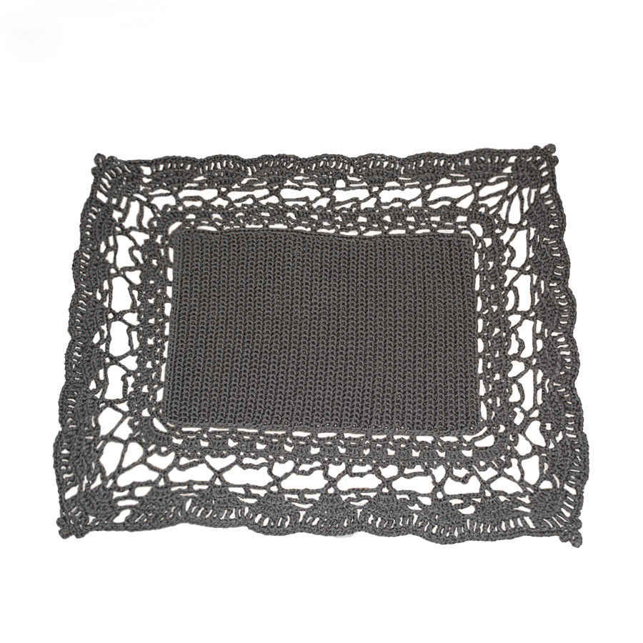 Tapis de sol macramé bohème tissé à la main – Couleur grise