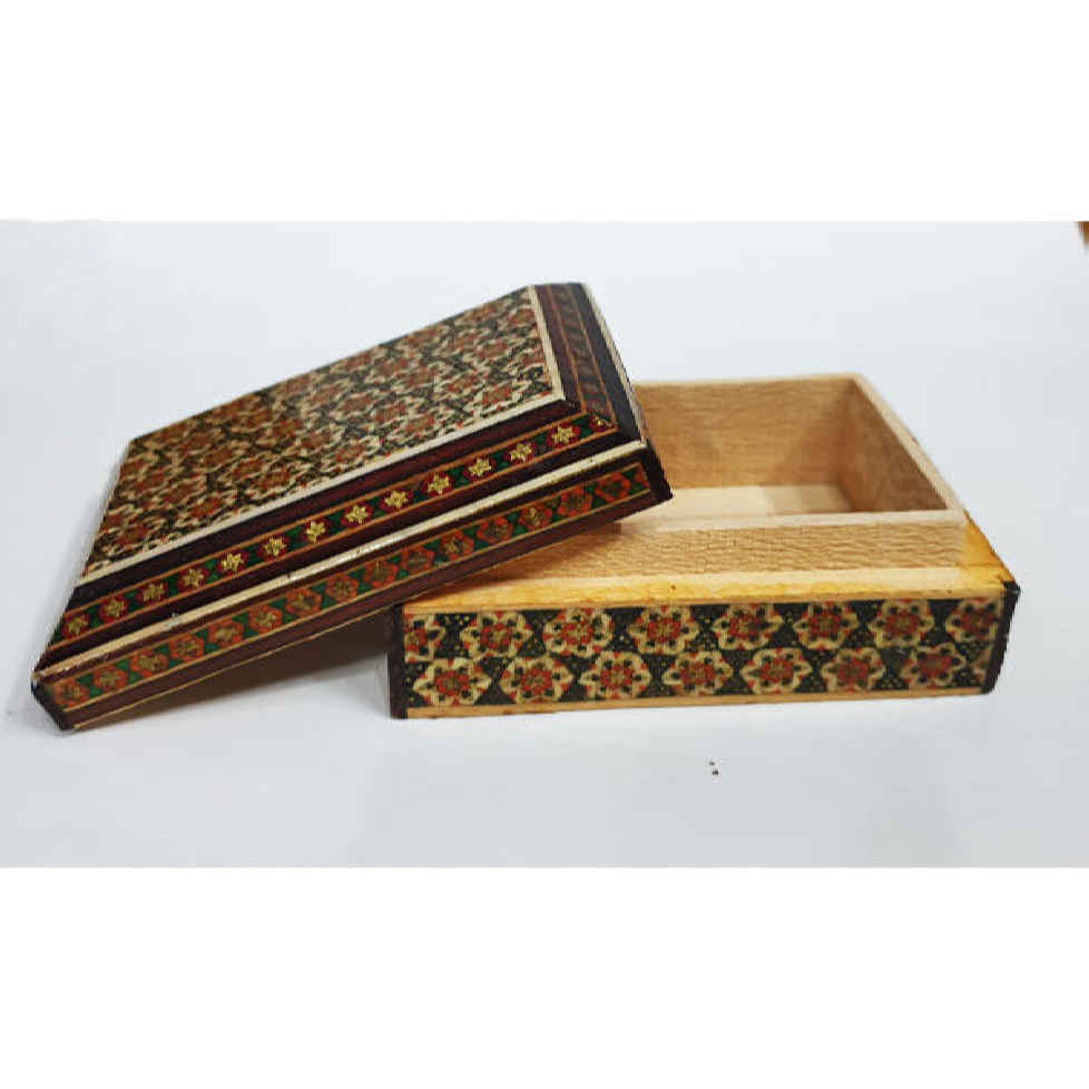 Boîte à bijoux en bois façonnée à la main – Motif persan Khatam du Tchéhel Sotoun