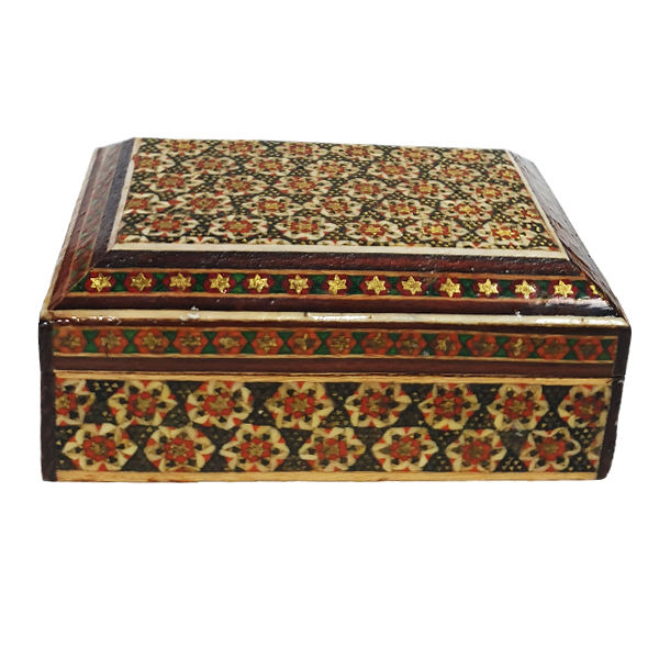 Handcrafted Wooden Jewelry Box with Persian Khatam Design - Chehel Sotoon