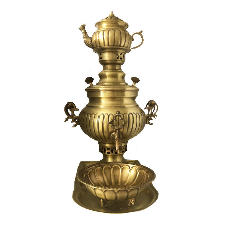Samovar en laiton persan, théière décorative à charbon 3,5 litres