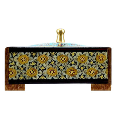 Boîte en bois Khatamkari persane adaptée pour organiser des bijoux