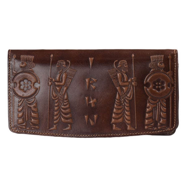 Portefeuille en cuir persan avec design Hakhamanesh