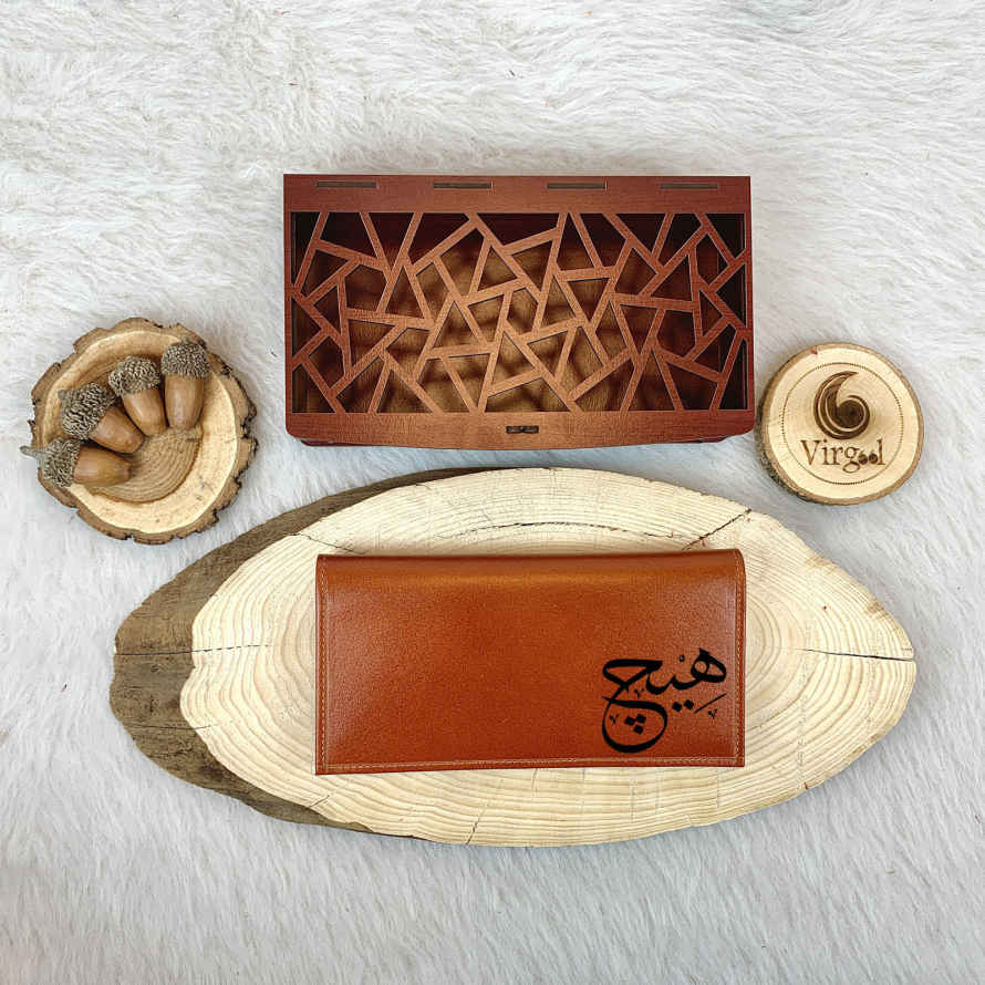 Portefeuille en cuir persan avec design Hich