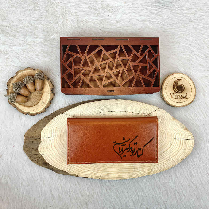 Portefeuille en cuir persan avec design Calligraphie