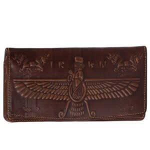 Portefeuille en cuir persan avec design Faravahar