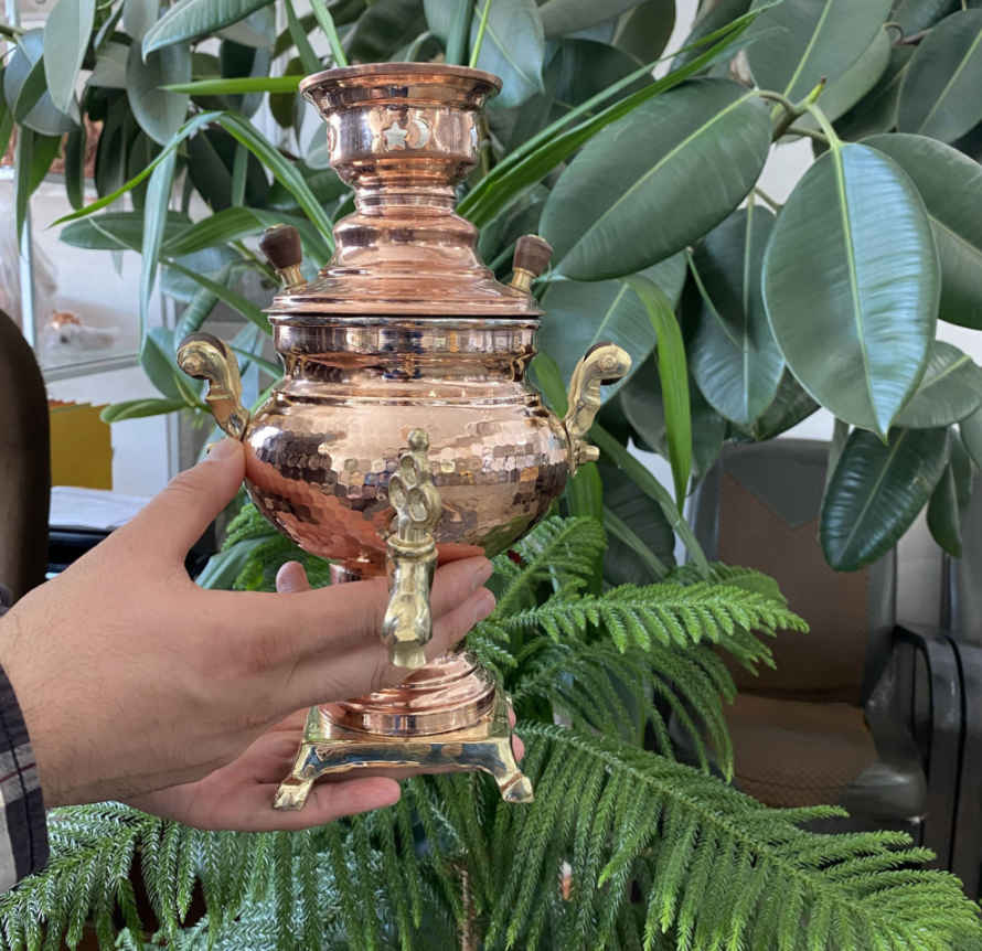 Samovar en cuivre persan, théière décorative à charbon 1 litre