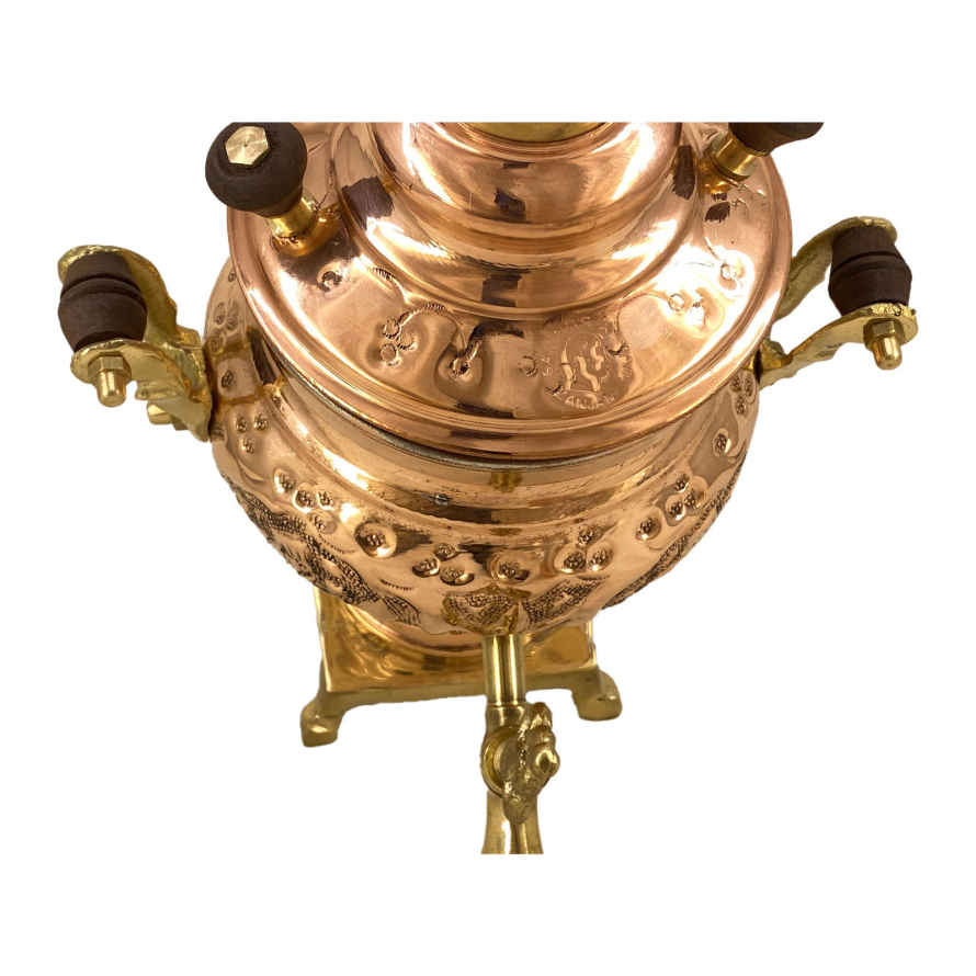 Samovar en cuivre persan, théière décorative à charbon, motifs floraux 1 litre