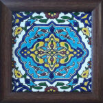 Carreau persan décoratif encadré – Bleu