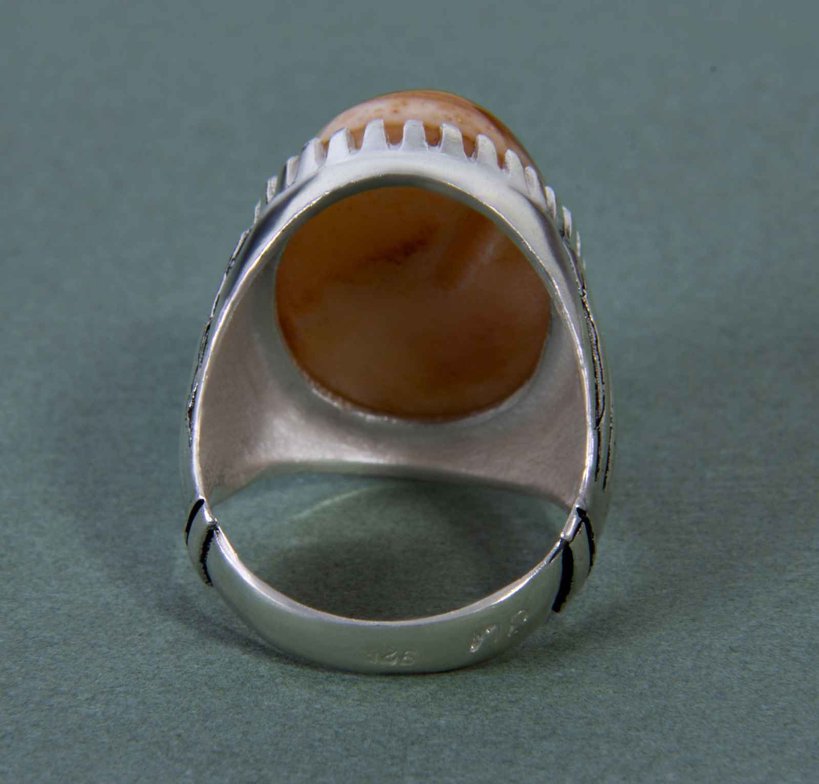 Bague en argent Sulemani Hakik persane pour homme Rouge clair