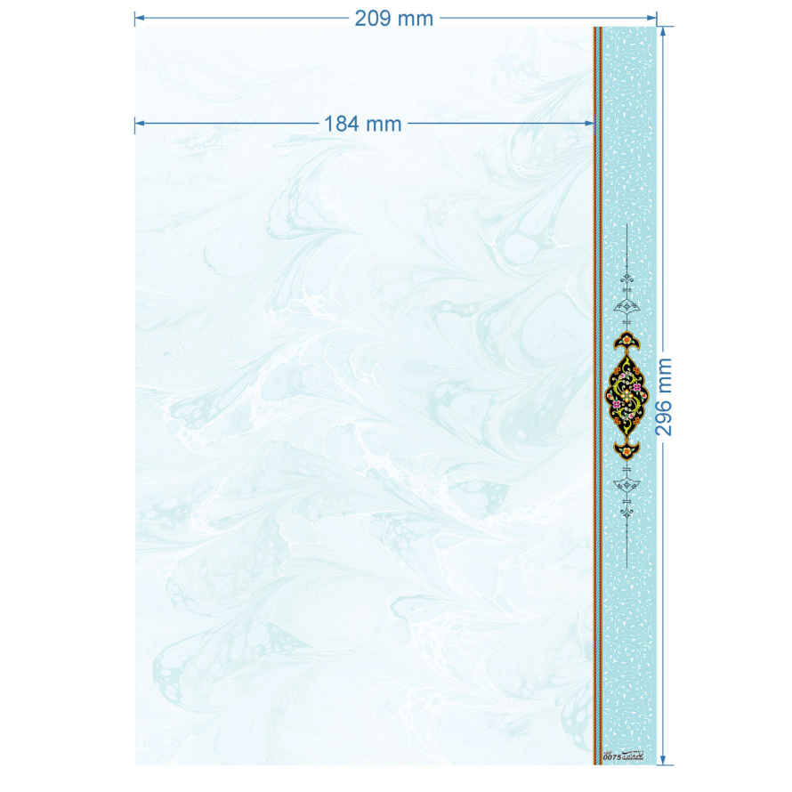 Papier format A4 turquoise orné de tazhib iranien (x100)