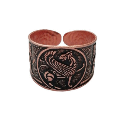 Ensemble de Bague et Bracelet en Cuivre Perse Modèle Lion Ailé