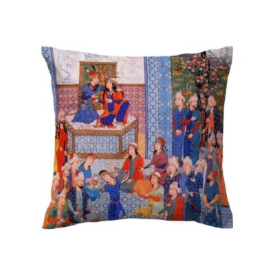 Housse de coussin en velours imprimé – Design Bazm de Shahnameh (Set de 2)