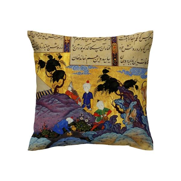 Housse de coussin en velours imprimé - Design Illustration de Shahnameh (Set de 2)