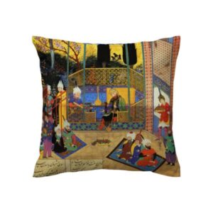 Housse de coussin en velours persan – Illustration Miniature de Shahnameh (Set de 2)
