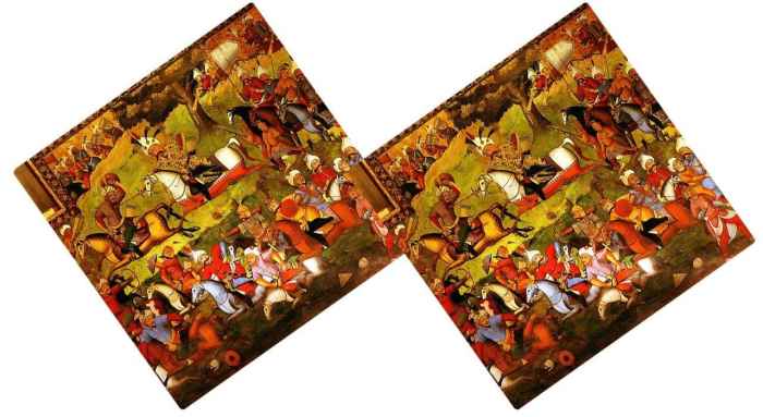 Housse de coussin en velours persan – Design Guerre de Shahnameh (Set de 2)