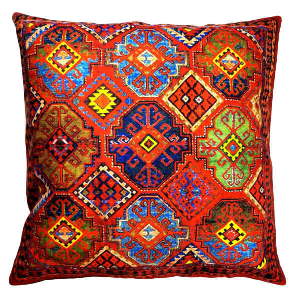 Housse de coussin en velours imprimé - Design Kilim Persan (Set de 2)