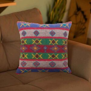 Housse de Coussin Kilim Persan – Vert & Rose Tissé à la Main