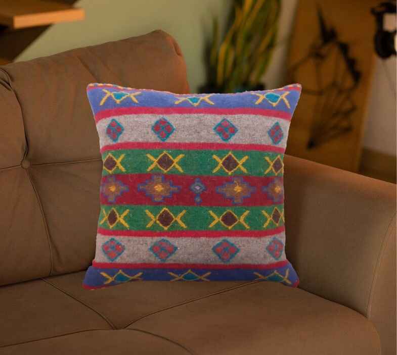 Housse de Coussin Kilim Persan - Vert & Rose Tissé à la Main