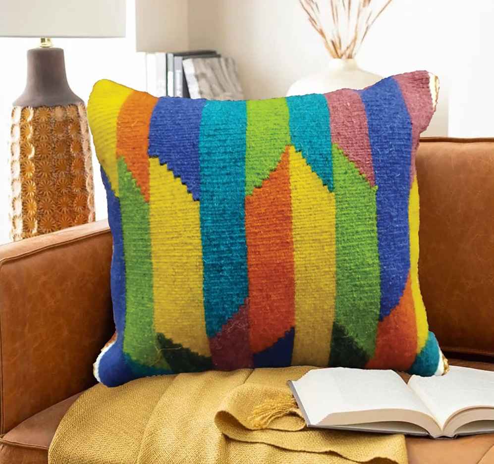 Housse de Coussin Kilim Persan – Design Coloré Tissé à la Main