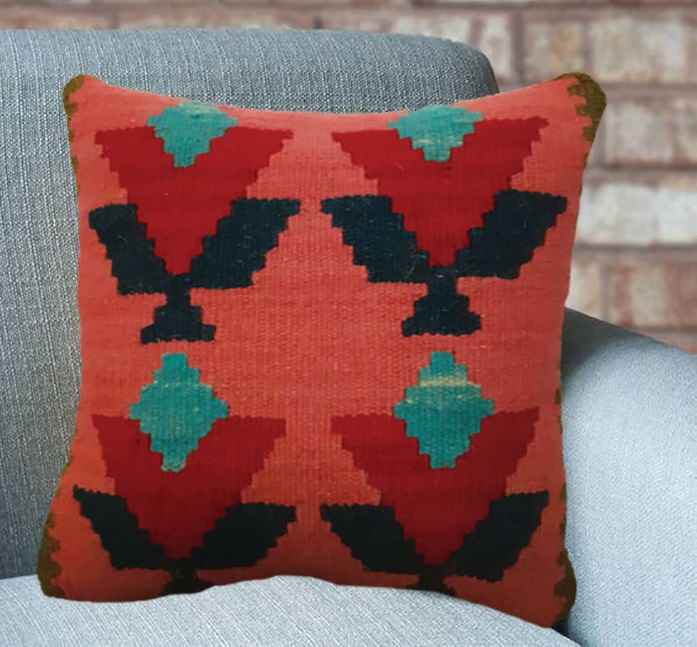 Housse de Coussin Kilim Persan – Design Jajim Tissé à la Main