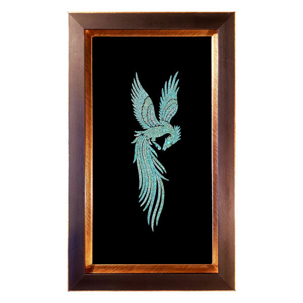 Art en incrustation de pierres turquoise encadré – Simurgh