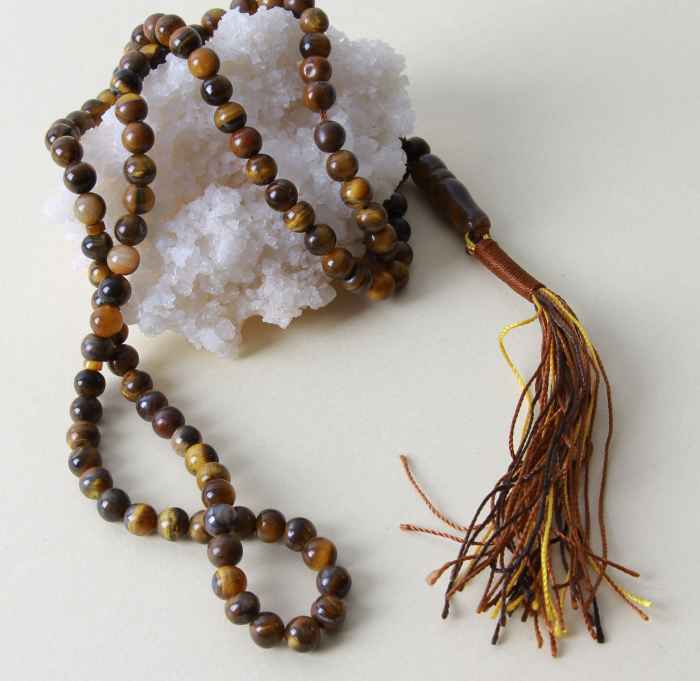 Chapelet spirituel en œil-de-tigre – 101 perles façonnées à la main